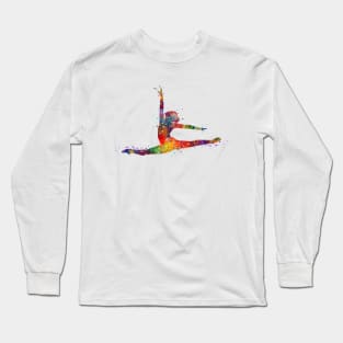 Girl Gymnastics Twine Watercolor Long Sleeve T-Shirt